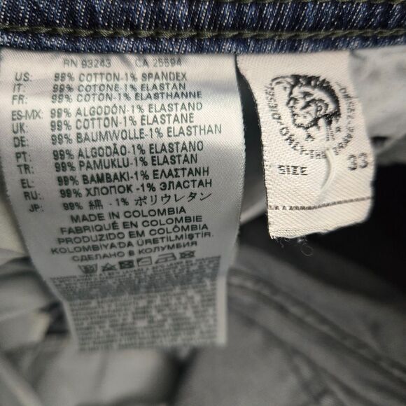 Diesel Jeans Men 33x30 Blue Safado Slim Straight Leg Cotton Stretch C84MX Grunge - Picture 9 of 13